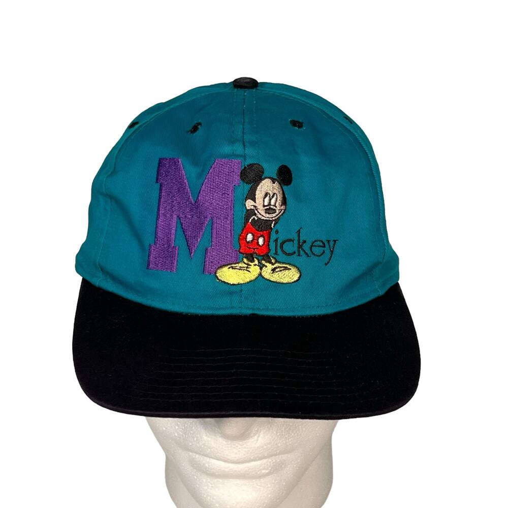 Disney Mickey Unlimited Vintage Mickey Mouse Embroidered Logo Teal Snapback Hat